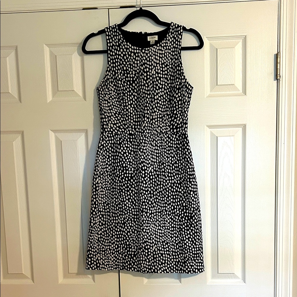 J. Crew Navy and White Dot Dress